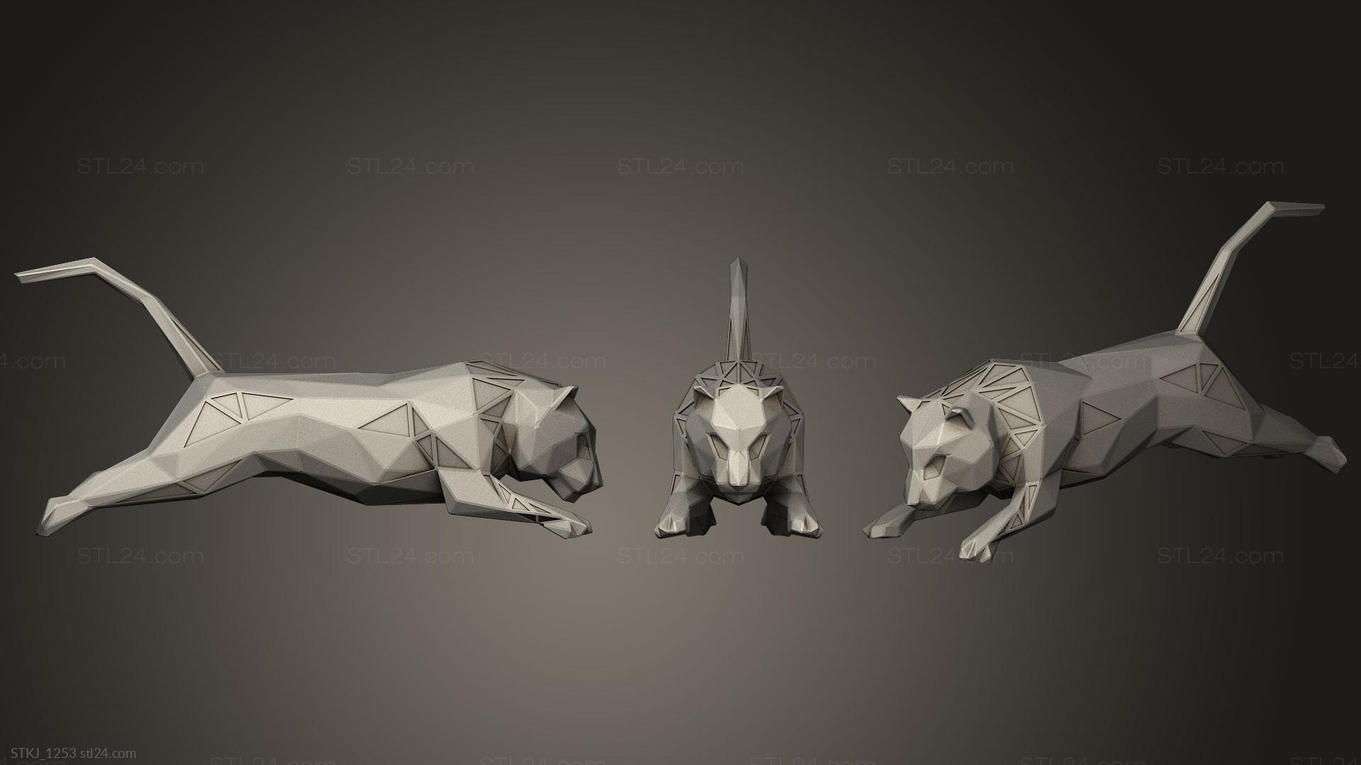 Animal figurines - Parametric Tiger Printable, STKJ_1253. 3D stl model for  CNC